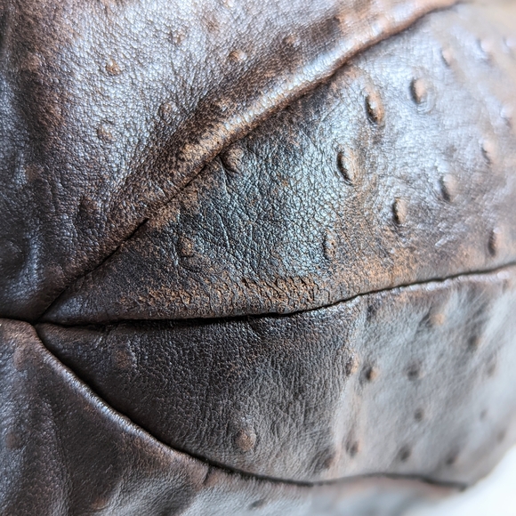 Furla Ostrich Embossed Brown Leather Tote Bag - Picture 15 of 15